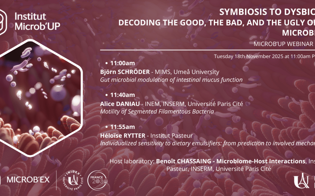 MICROB’UP Webinar series : Symbiosis to Dysbiosis: Decoding the Good, the Bad, and the Ugly of the Microbiome – 18 novembre 2025